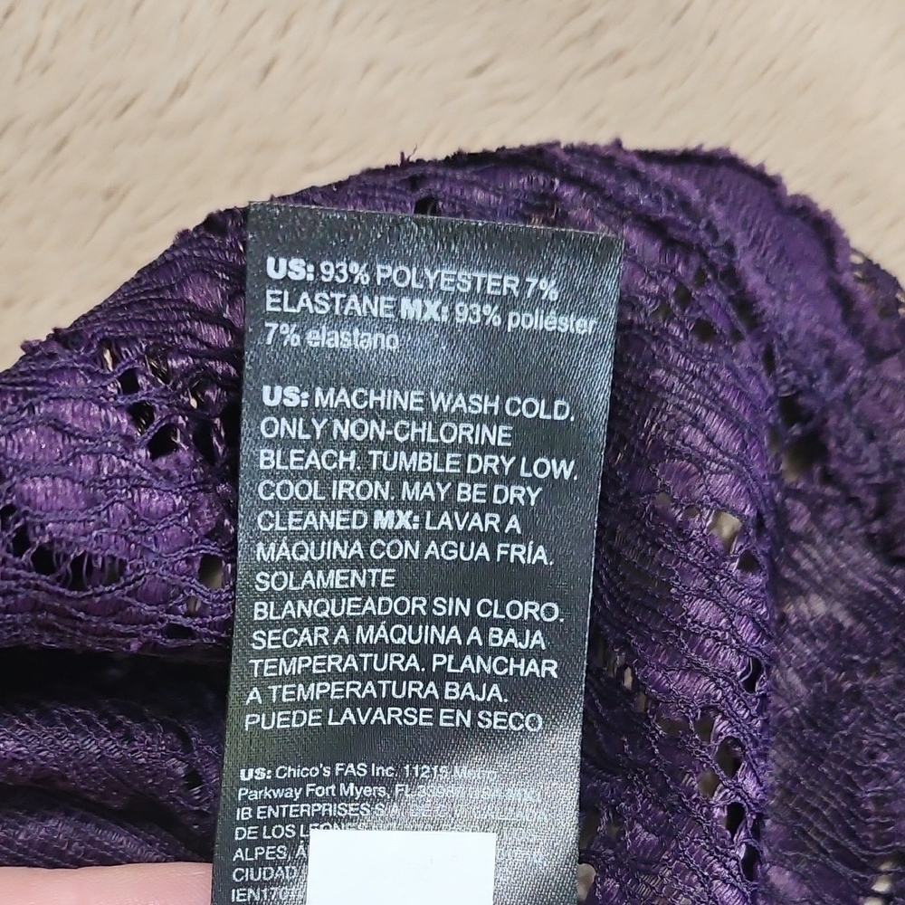 White House Black Market Deep Purple Lace Blouse - Picture 7 of 8